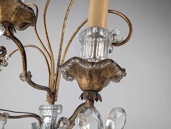 Image 1 of Großer italienischer Wandleuchter aus geschliffenem Kristall, Stil Maison Baguès, 1950er Jahre