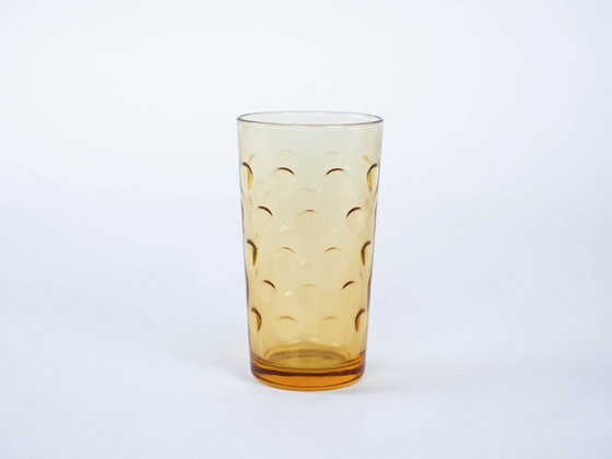 Image 1 of Set amberkleurige glazen, Italiaans design, jaren 70, vervaardigd in Italië.