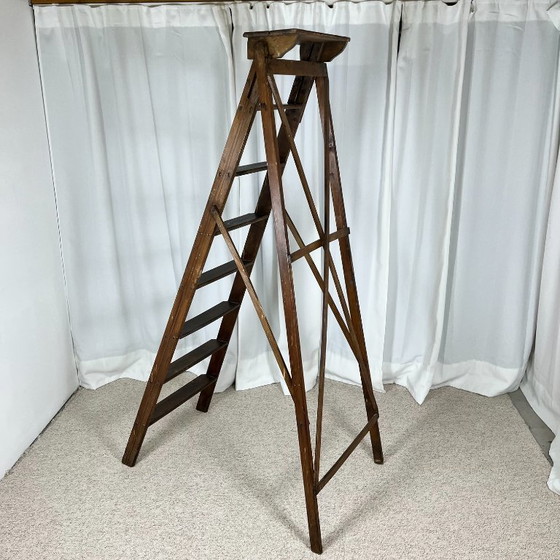 Große, patinierte Malerleiter aus Holz, 20. Jahrhundert. – Dekorative Objekte, Wood (photo 3 of 12)