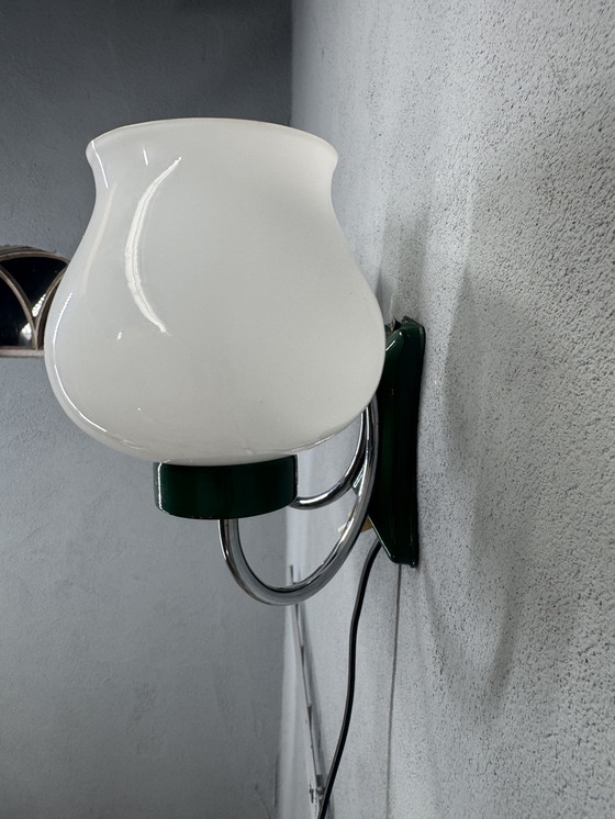 Image 1 of Applique murale vintage avec double abat-jour en verre - pleine de caractère et unique