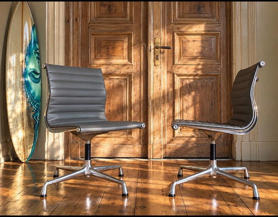 Vitra Aluminium Chairs EA 101 – Dining chairs, Leather (photo 10 of 10)