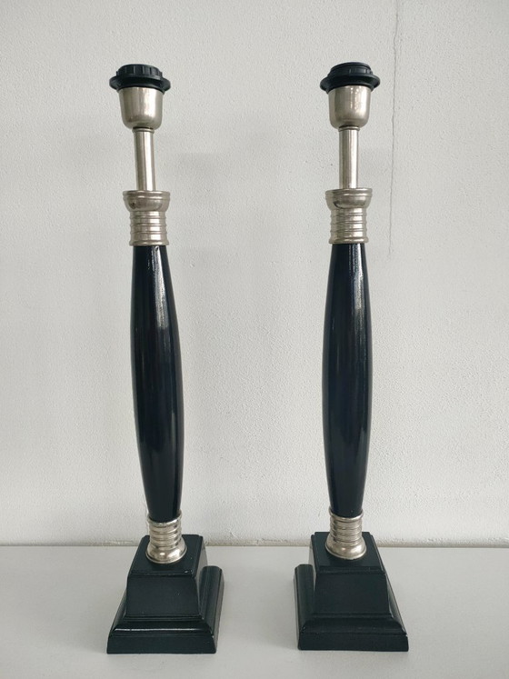Beautiful Set of 60 cm Hollywood Regency/Neo Classic Art Deco Style Tall Vintage Table Lamps (Metal) (photo 8 of 18)