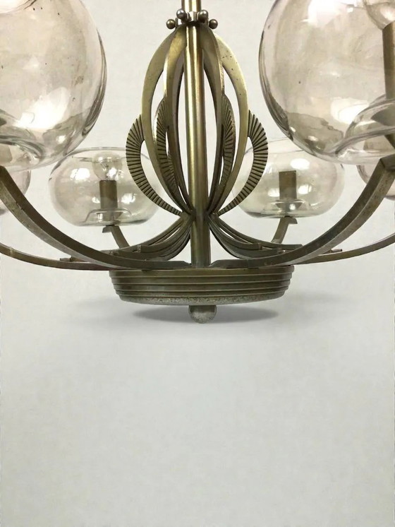 Art Deco Chandelier – Pendant lamps, Metal, Glass (photo 7 of 17)