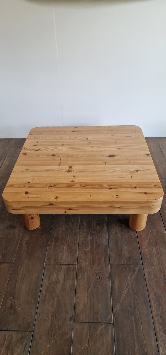 Image 1 of Large Square Pine Coffee Table, 1970s