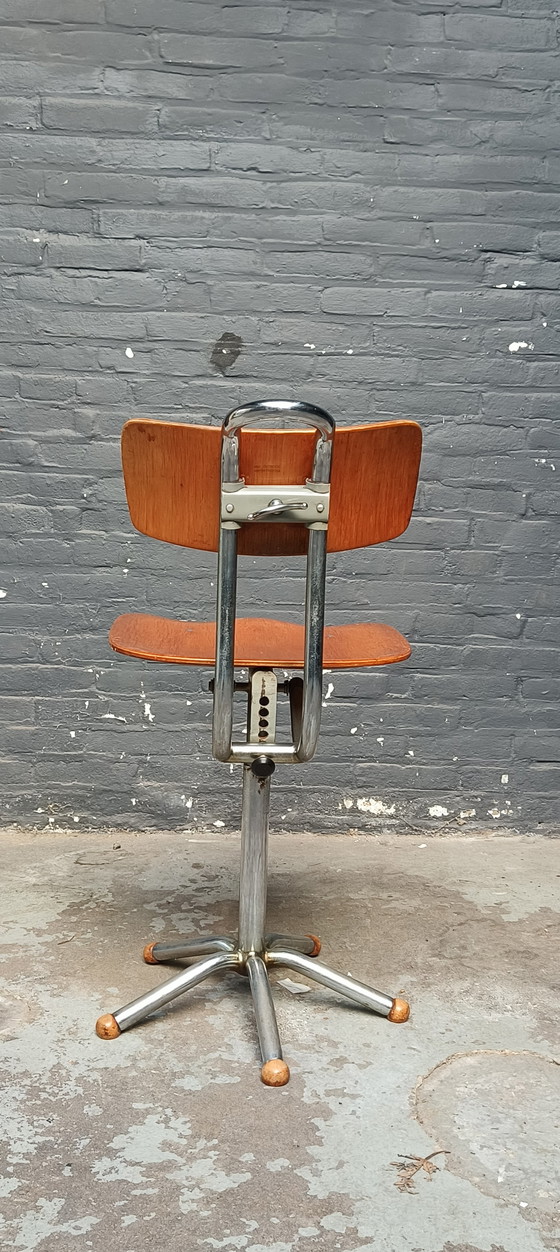 Image 1 of Zeldzame gebr. De wit gispen Bauhaus buizenframe chromen industriële atelier stoel schiedam holland 