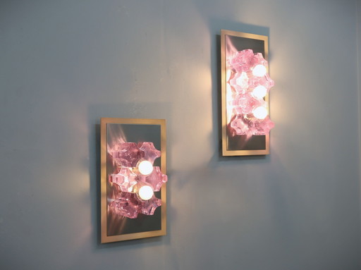 Sculptural Poliarte Murano Glass Wall Sconces 1970s, Set of 2
