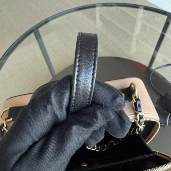 Image 1 of Chanel Camera Filigree Box Bag Large - Caviar Quilted Grained Calfskin Black Beige Gold Hardware Series 23