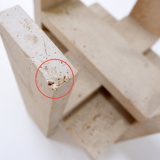 Image 1 of Par de mesas auxiliares de travertino y cristal, firmadas por Willy Ballez, Bélgica, década de 1970