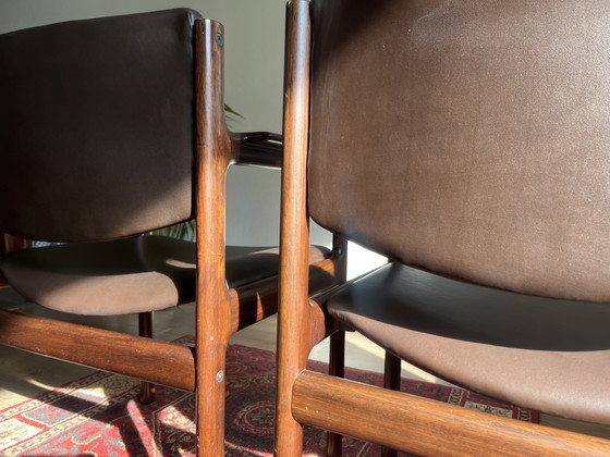 Set Van 2 Mahonie Armstoelen, Deens Jaren 60 – Barkrukken, Wood (photo 6 of 9)