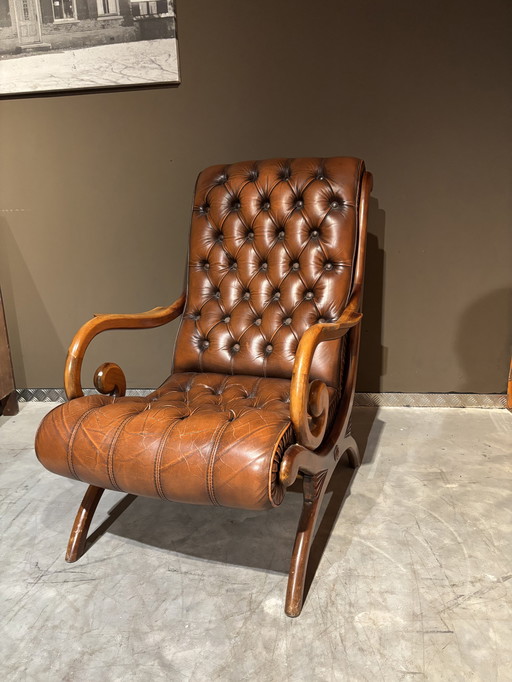 Chesterfield Slipper Armchair + Hocker