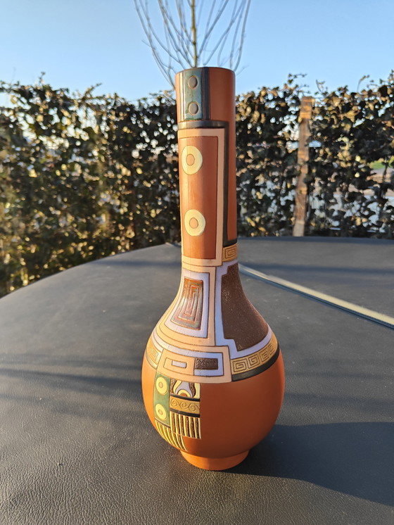 Image 1 of Large Hand-painted Studio Pottery Vase by Eduardo Vega (Artesa) – 40cm