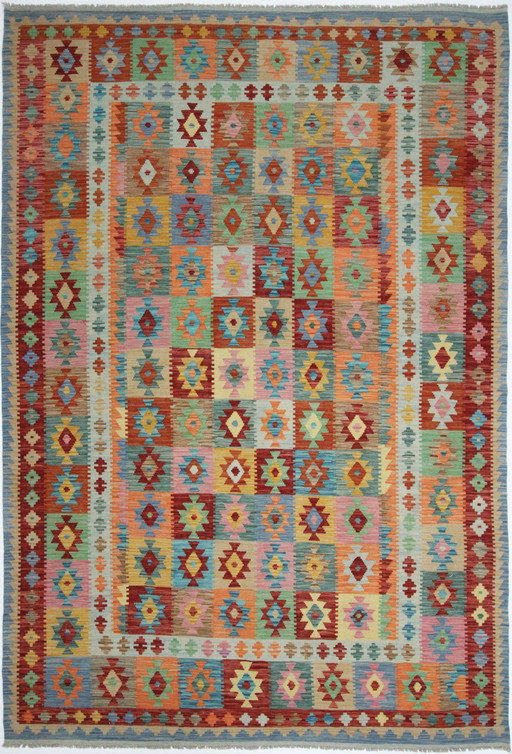 Originele oude stijl Kelim Afghan 294 X 203 Cm Top staat