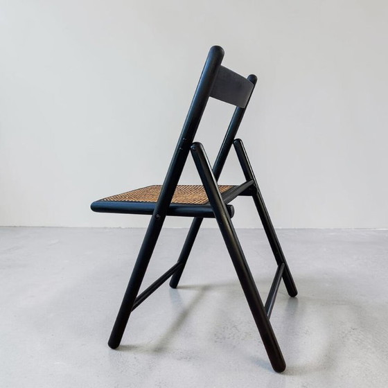 Chaise pliante scandinave en bois noir et rotin par IKEA et Eno, 1993, Ukraine – IKEA ENO, Chaises pliantes (photo 2 of 17)