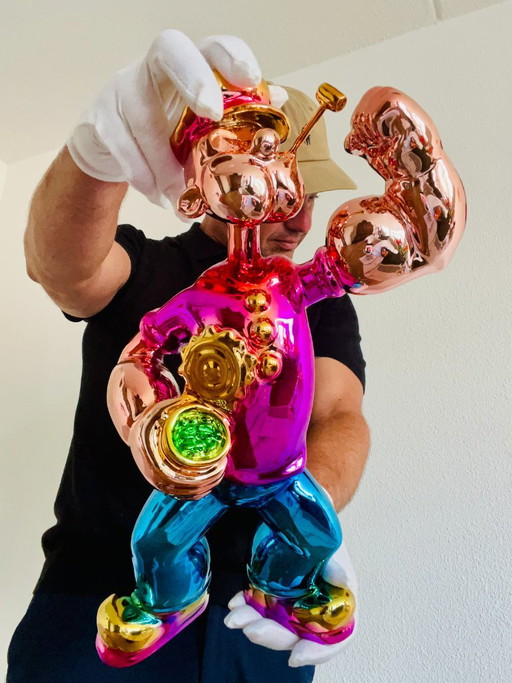 GROTE POPEYE SCULPTUUR POPART POP ART LUXE GELD Beeldje CARTOON roze Monopoly XL – beeldhouwkunst, Other