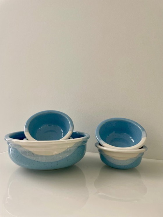 Image 1 of Kultakeramiikka Finland tray set blue/white (5-piece)