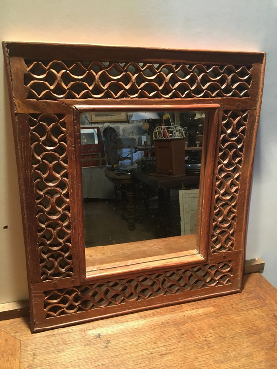 Miroir en teck sculpté 55X61cm – Bois (photo 2 of 9)