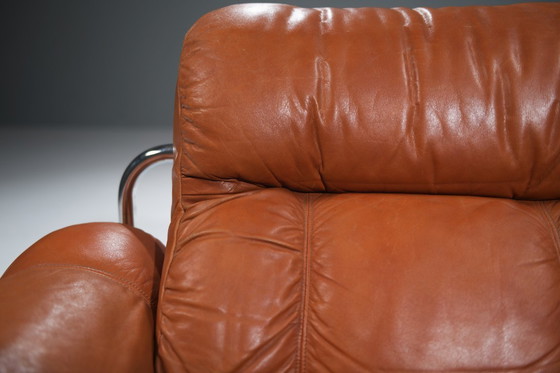 Image 1 of Tucroma Lounge-Sessel aus cognacfarbenem Leder von Guido Faleschini für i4 Mariani