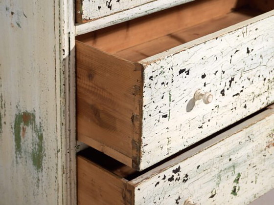 Large antique chest of drawers with white patina (c.1920) #42 (photo 29 of 40)