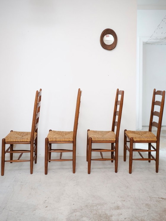 Image 1 of 4 timeless wooden and straw chairs