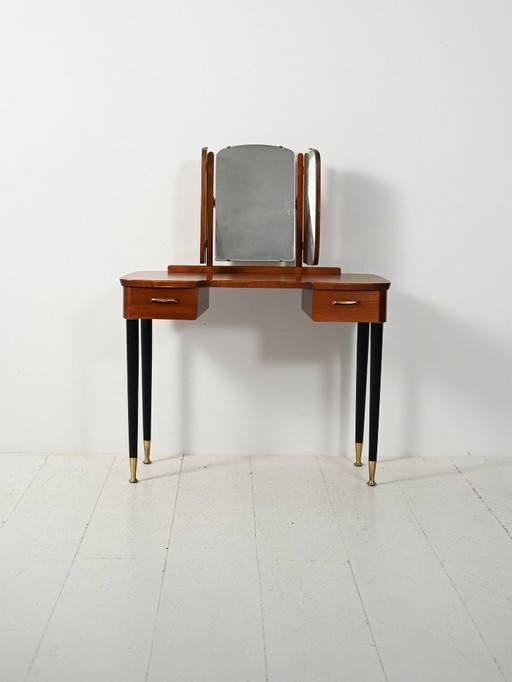Scandinavian dressing table with triple mirror, 1950s–60s