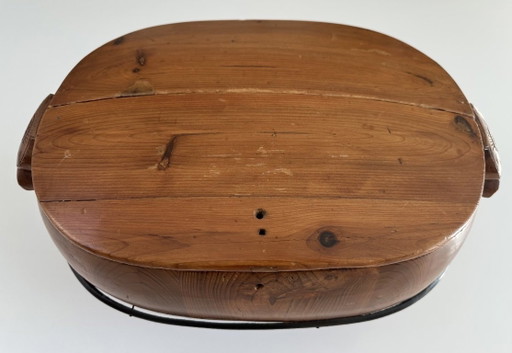 Cubo de arroz antiguo chino de madera con tapa
