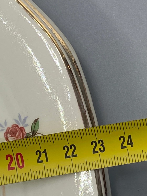 4 Digoin & Sarreguemines Dinner Plates – Rose Decor – Gold Rim – 24 cm – Decorative Objects, Vintage (photo 5 of 5)
