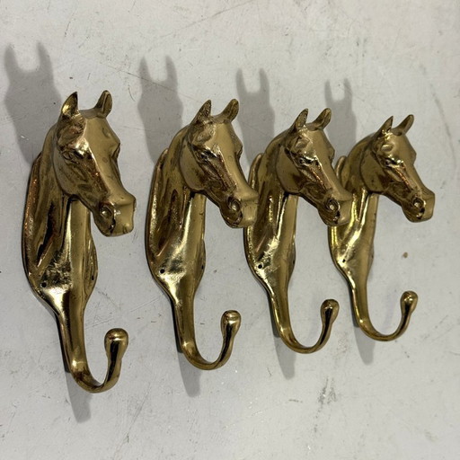 Brass horse head coat hooks 1960's