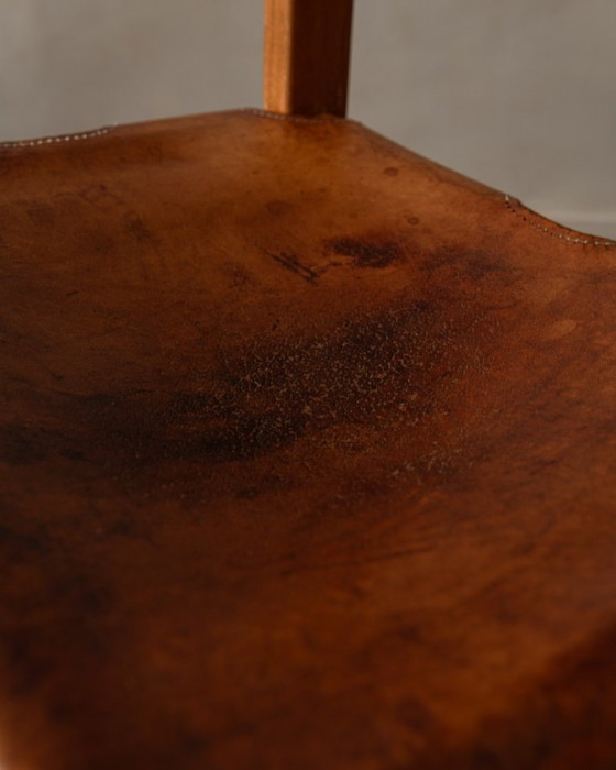 Image 1 of Vintage Maison Regain Elm & Cognac Leather Chair, France 1970s
