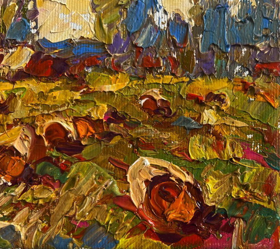 Image 1 of Original Oil Painting Summer Field Landscape Haystacks in the field