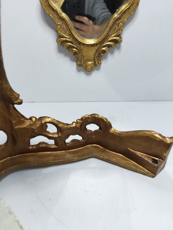 Beautiful Vintage Baroque Neck Set - Crested Mirror & Wall Console – Stone, Wood (photo 6 of 15)