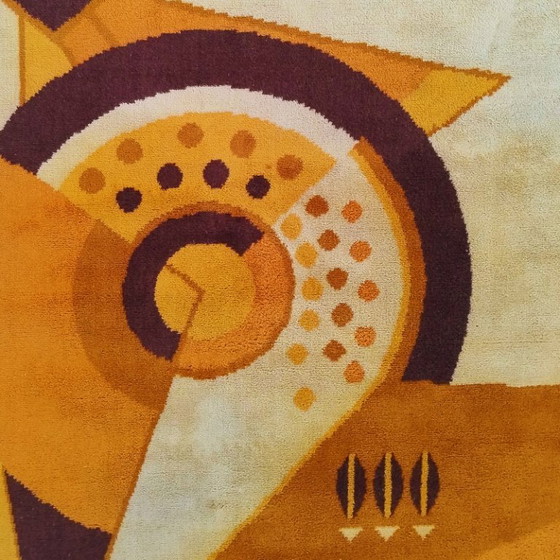 Image 1 of 1950s Constructivist Mechanical Futuristic Rug/Tapestry. Made in France