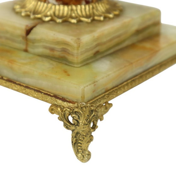 Image 1 of Classic Onyx and Brass Table Lamp