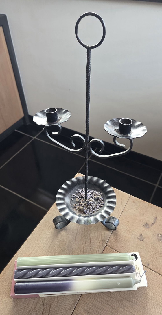 Wrought Iron Candle Holder, Black (photo 3 of 5)