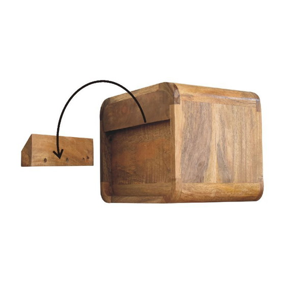 Image 1 of Mini Floating Mango Wood Nightstand with Open Compartment – ​​Oak Finish