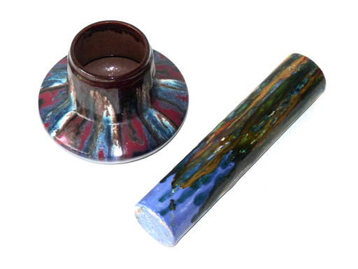 2x ceramic vases in exuberant colors
