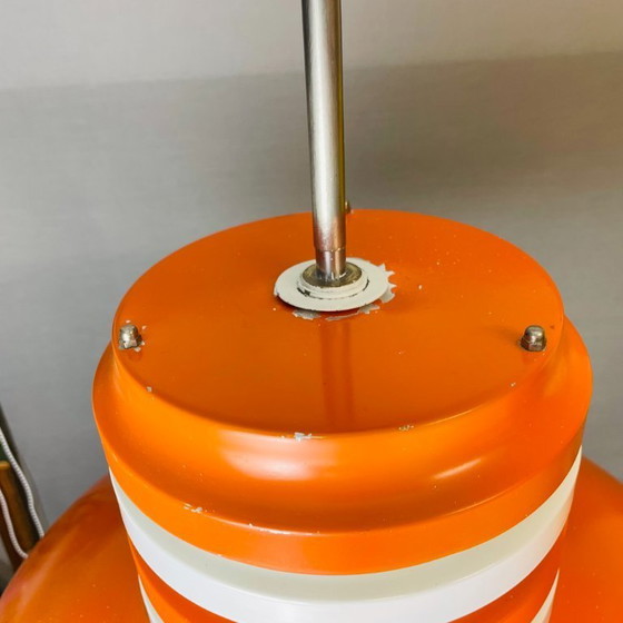 Image 1 of Grote oranje metalen eetkamerlamp in Space Age Scandinavische moderne stijl, jaren 70.