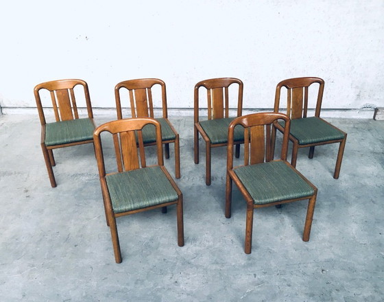 Image 1 of Set van 6 eetkamerstoelen in eikenhout, Duits design uit de jaren 70