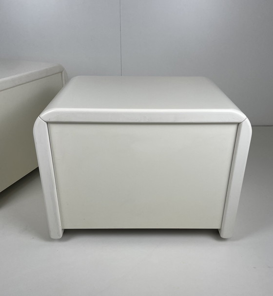 Image 1 of 2 X Vintage Space Age Nightstands White Wood