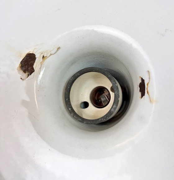 Image 1 of Industriële groene emaille hanglamp van Revo, jaren 1950.