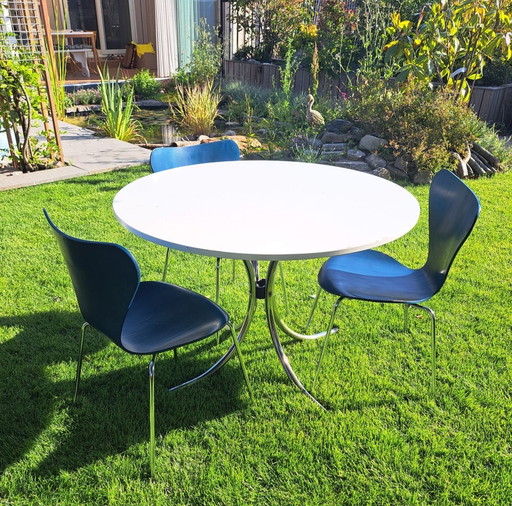 3 x Silla mariposa de diseño danés vintage Fritz Hansen azul petróleo marcada