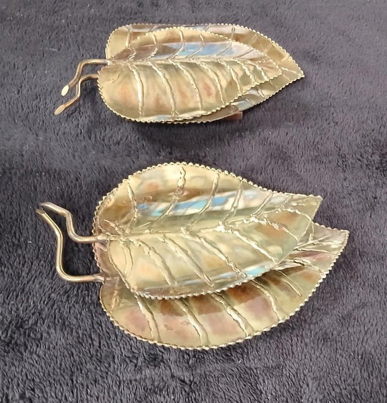 Image 1 of Coppia di applique da parete vintage DLG Jansen, circa 1970, stile foglia oro