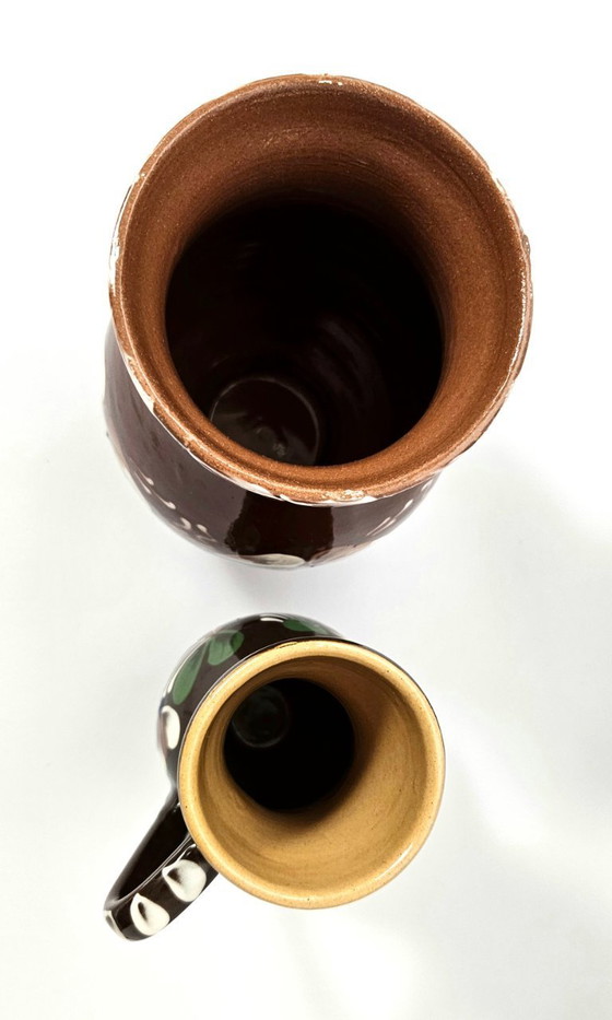 Image 1 of Pichets en céramique hongroise de Sarospataki | Lot de 2 pichets vintage en céramique de Sarospatak, Hongrie