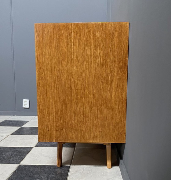 Image 1 of Jiri Jiroutek blond houten dressoir jaren 60 model U458 4 laden en een deur