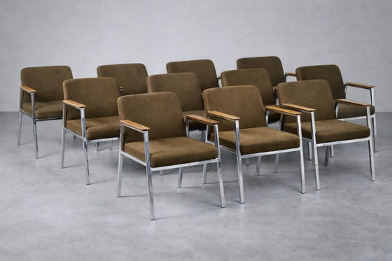 Image 1 of Vintage Duitse bruine conferentiestoel uit het midden van de 20e eeuw van Drabert, jaren 70.