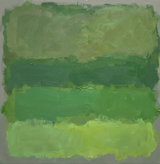 Pittura Astratta Campo di Colore Verde – Stile Sfumato Mark Rothko | Stampa Gallery Premium 6 mm Vetro (photo 2 of 5)