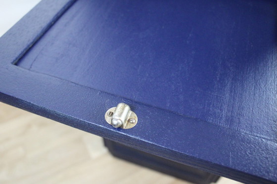 Image 1 of Art Deco middernachtblauwe ladekast, jaren 50 Frankrijk