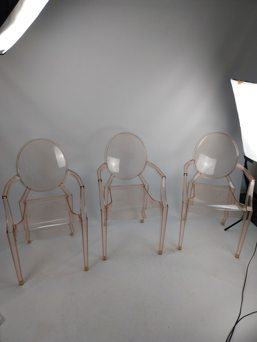 Set di 3 sedie Kartell Louis Ghost di Philip Starck 