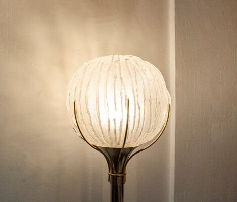 Image 1 of Lampadaire en laiton et verre par Angelo Brotto pour Esperia, 1960s