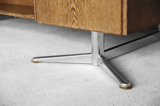 Image 1 of Großer deutscher brutalistischer Wenge-Schreibtisch