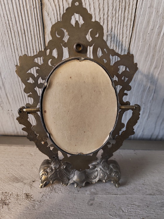 Image 1 of Miroir de maquillage vintage en laiton